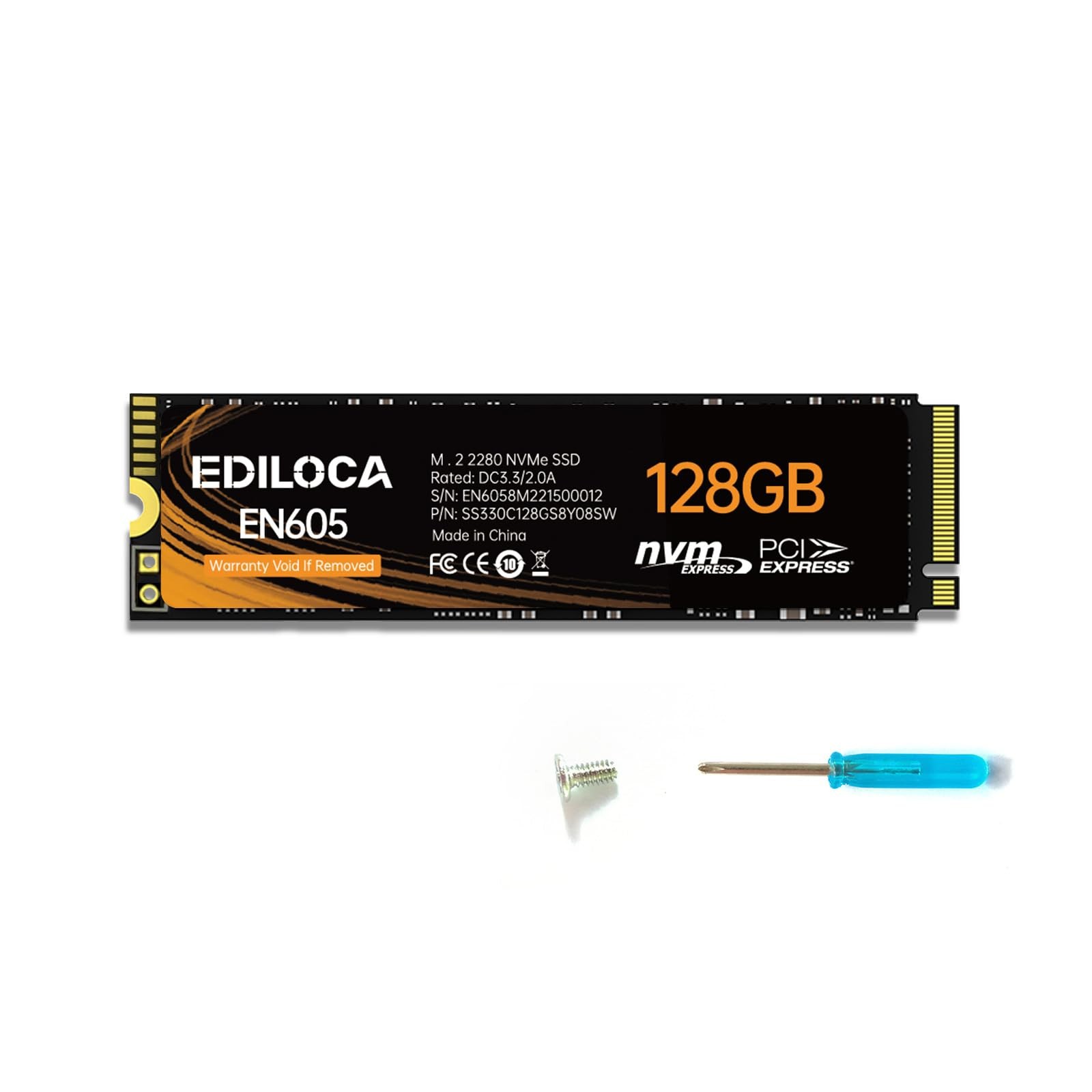 Ediloca EN605 128GB M.2 SSD, NVMe1.3 PCIe Gen3 x4 SSD Internal Hard