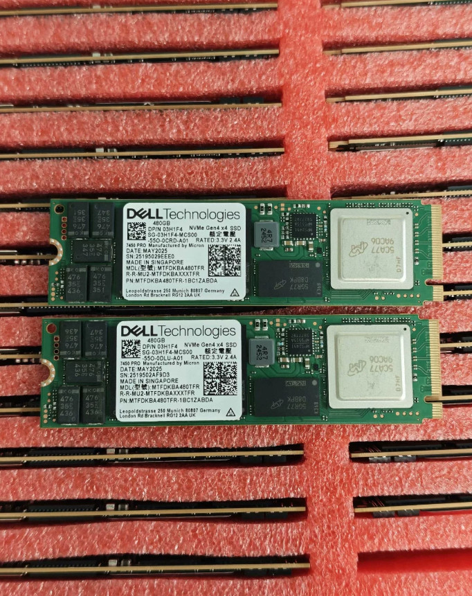 1pcs used DELL 480GB TLC PCIE GEN4 X4 NVME M.2 2280 SSD 3H1F4 03H1F4