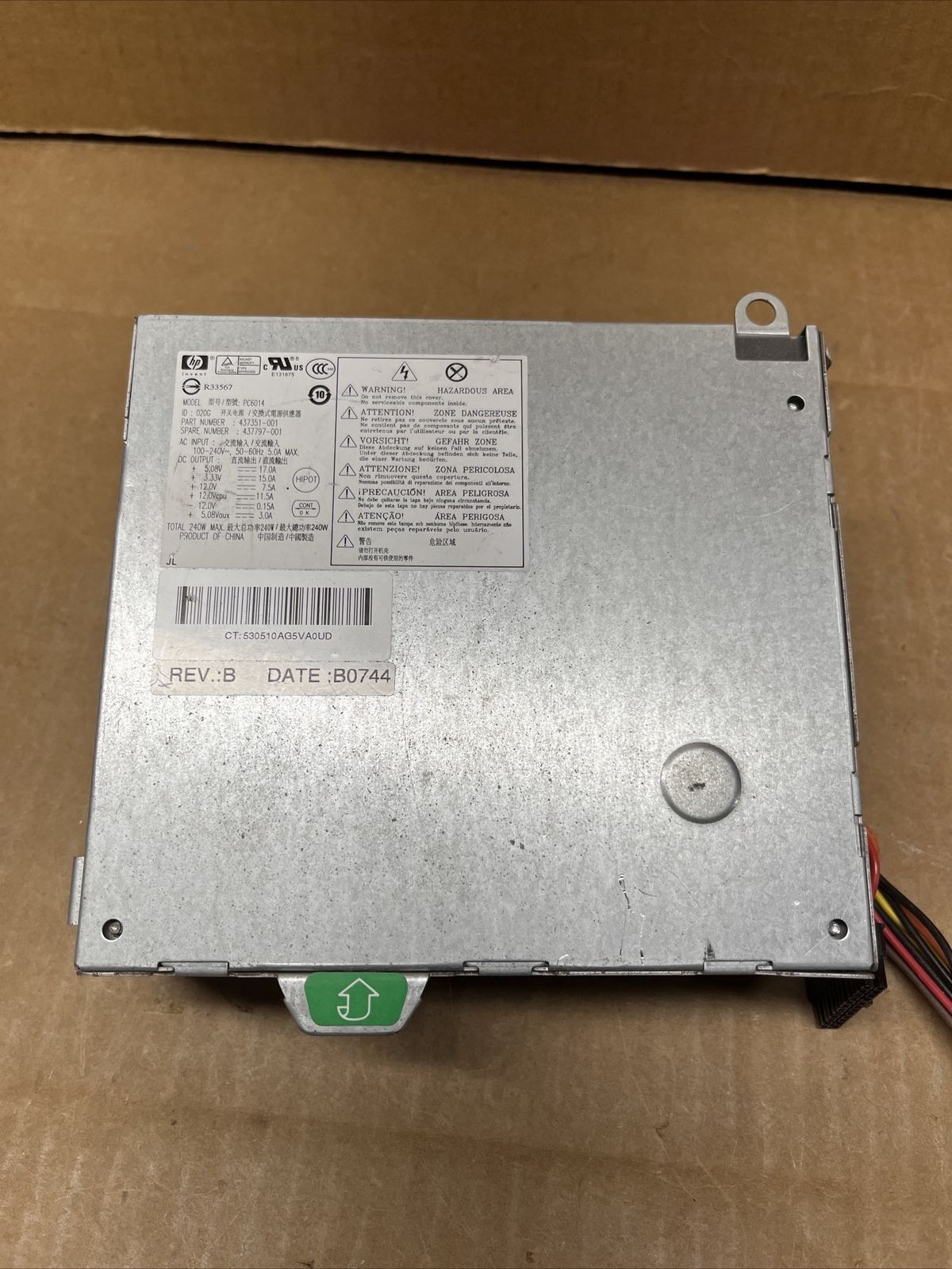 HP 437351-001 240 Watt Power Supply PS-6241-7HP 437797-001 For DC7800 PC6014 Tes