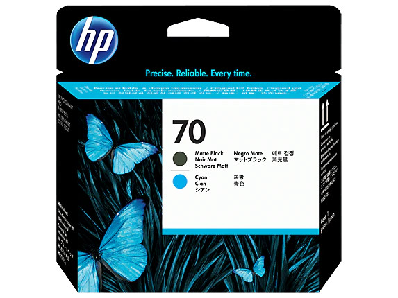 HP 70 Matte Black and Cyan DesignJet Printhead, C9404A