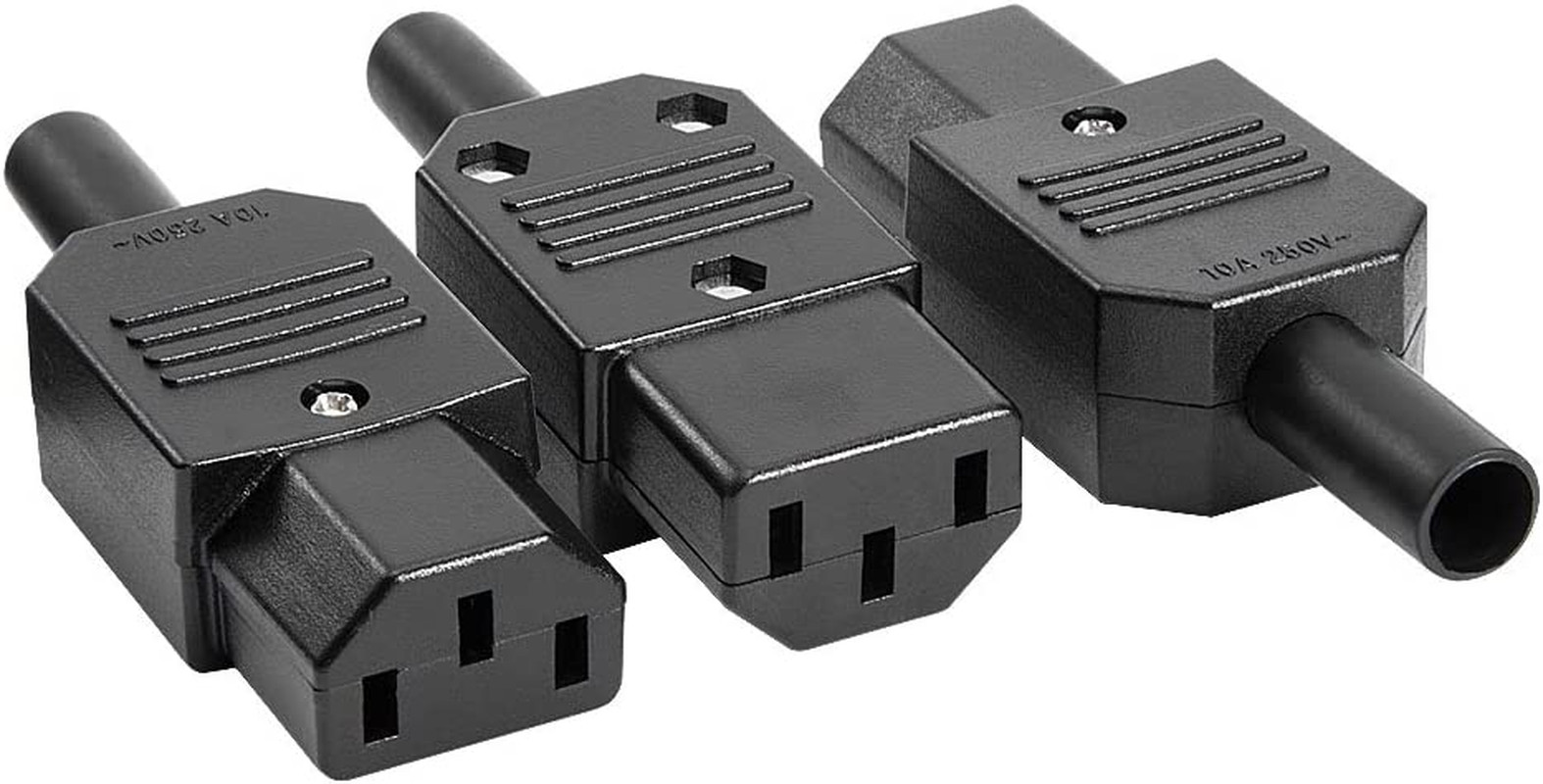 3Pcs AC250V 10A IEC320 C13 Female 3 Terminals Power Adapter Connector