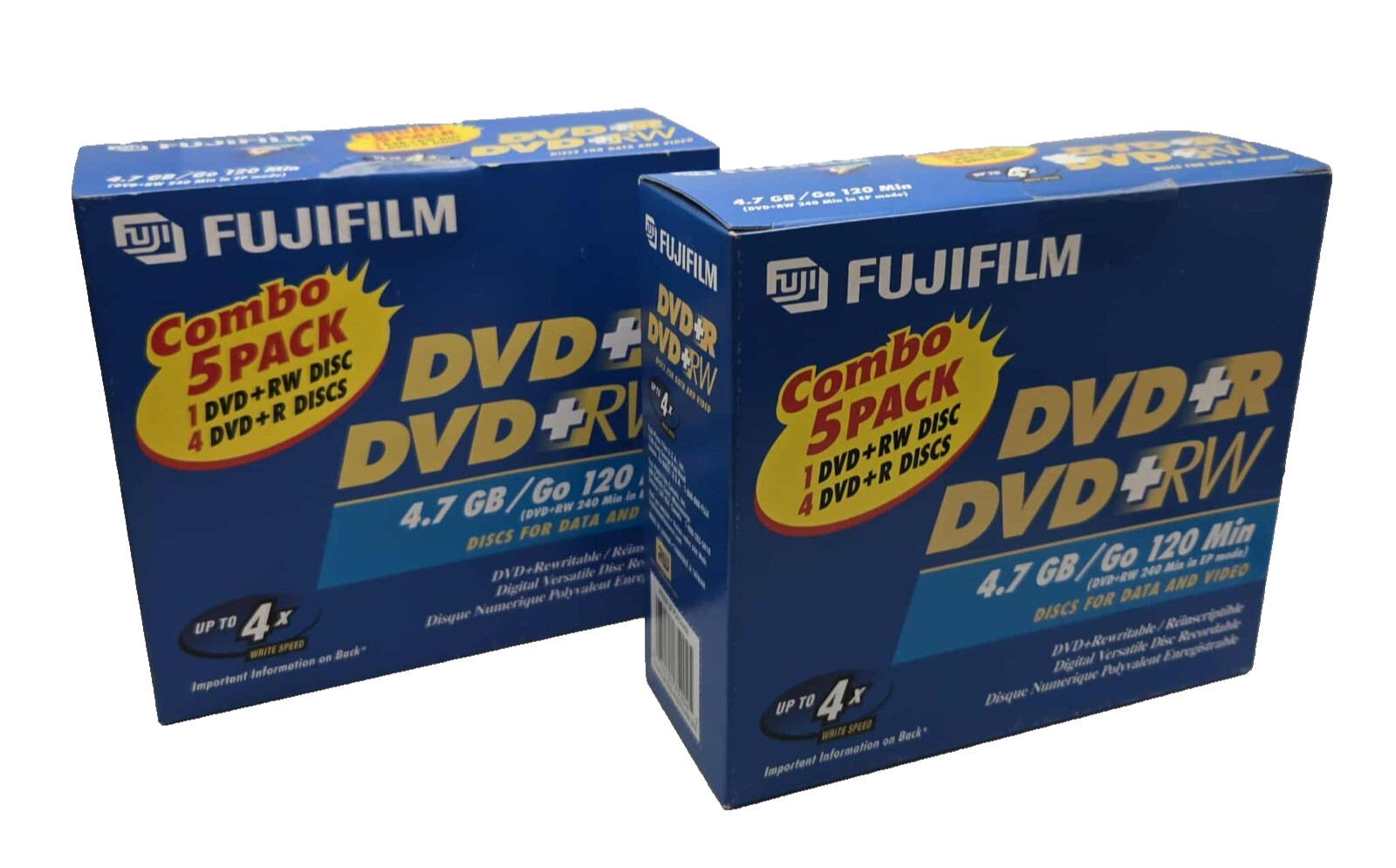 Lot of 2 Fujifilm Combo 5 Packs DVD+RW DVD+R Discs For Data & Video 4.7 GB NEW