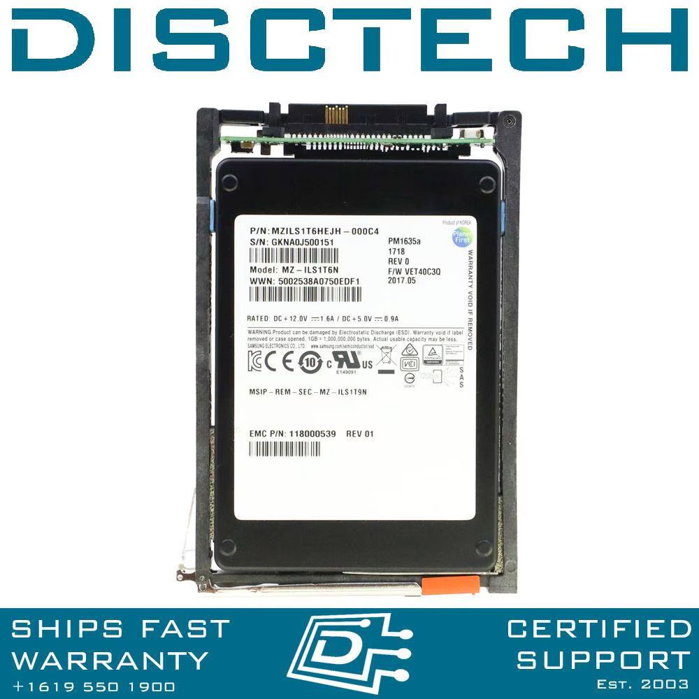 EMC Isilon 005052319 1.6TB SAS 6Gbps 2.5" SFF SSD w/ tray - Refurbished