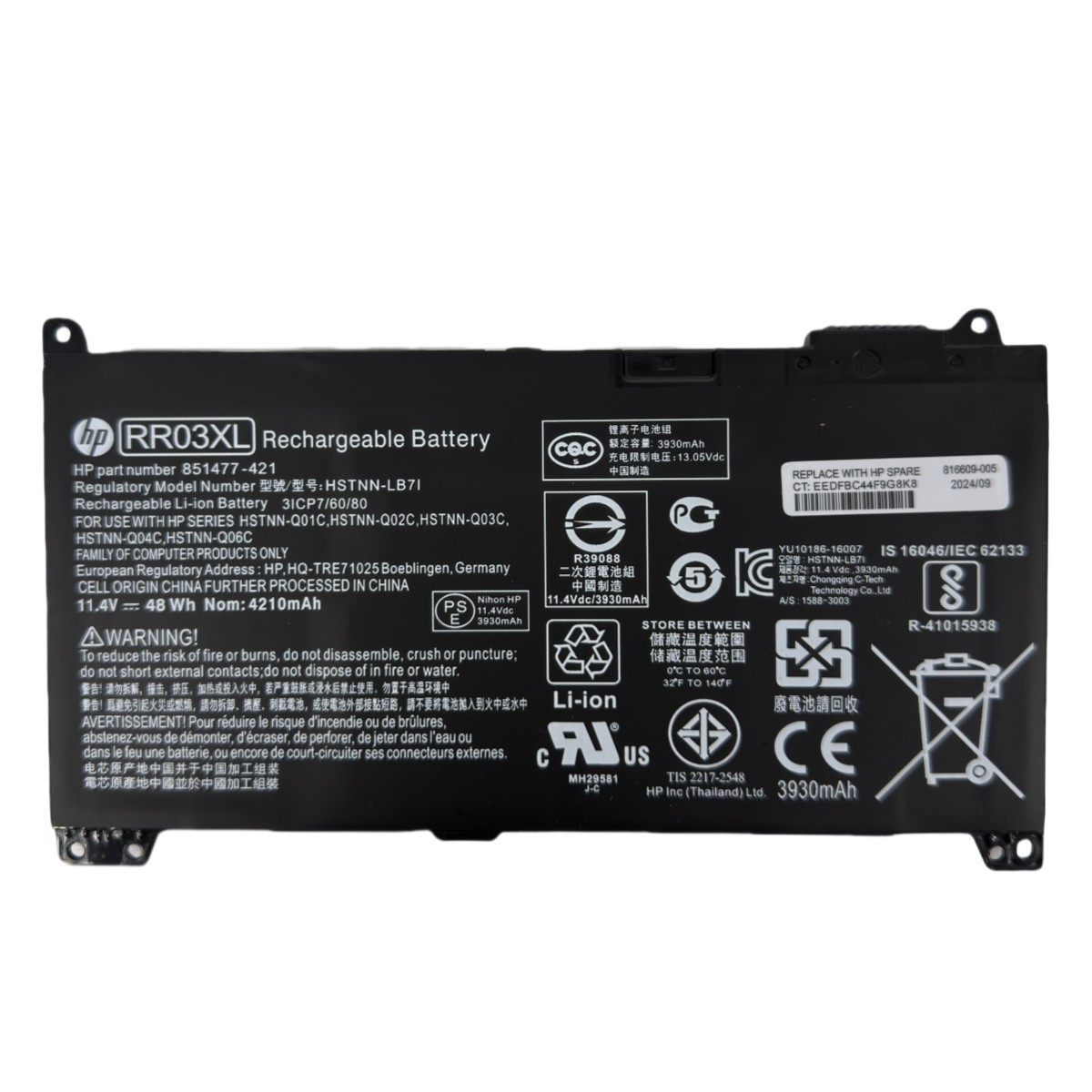 Genuine 48Wh RR03XL Battery For HP ProBook 430 440 450 455 470 G4 G5 851610-850