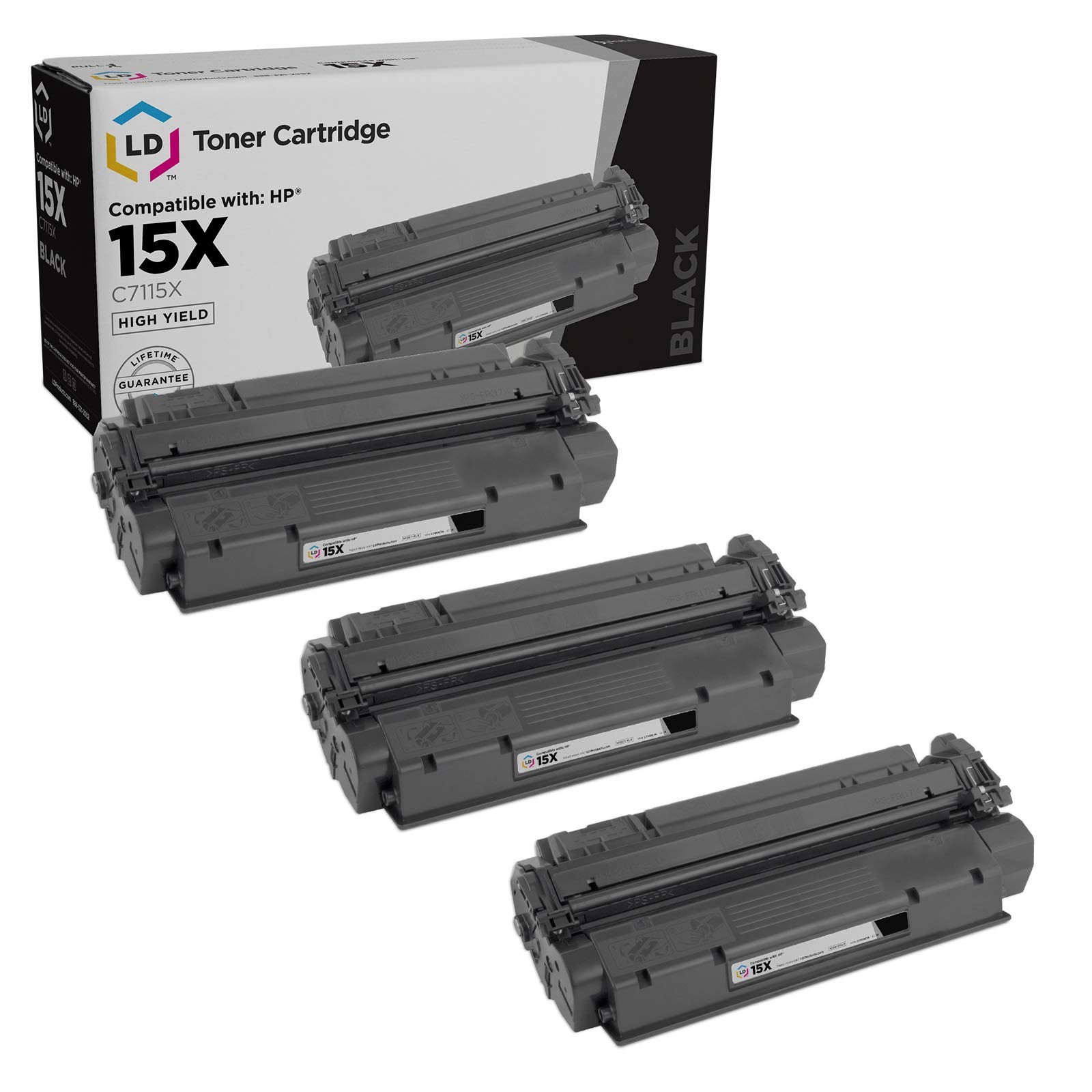 Compatible Toner Replacement for HP 15X C7115X HY (Blk, 3-Pk)