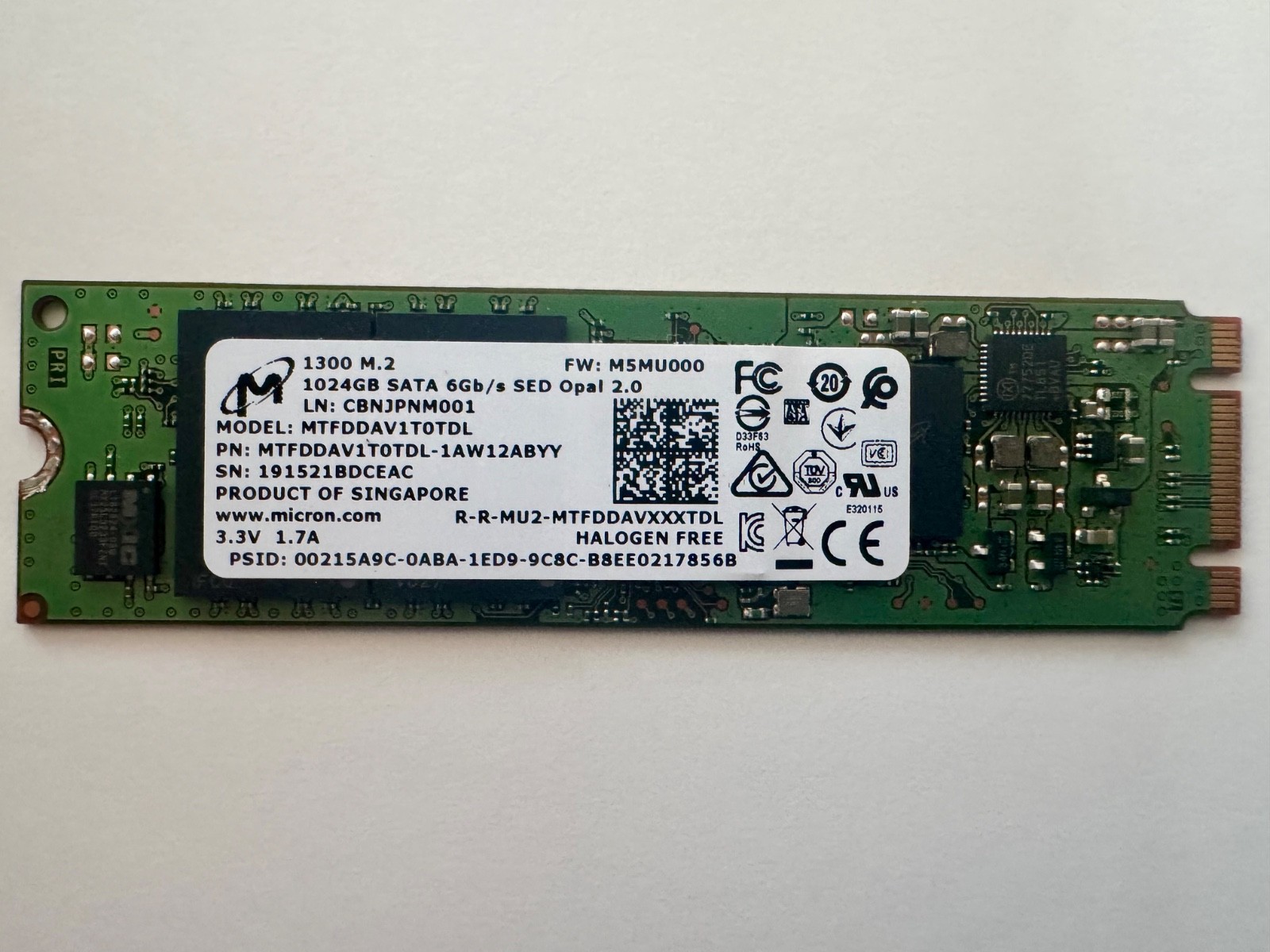 Micron 1300 1TB M.2 2280 SATA SSD MTFDDAV1T0TDL Tested SMART Pass