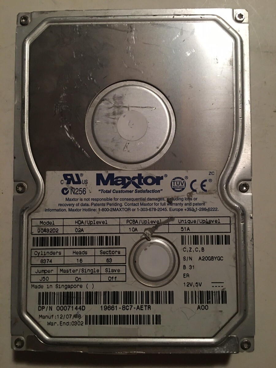 DELL 7144D 4.3GB IDE HDD, MAXTOR 90432D2 02A 10A 51A C,Z,C,B DA02A