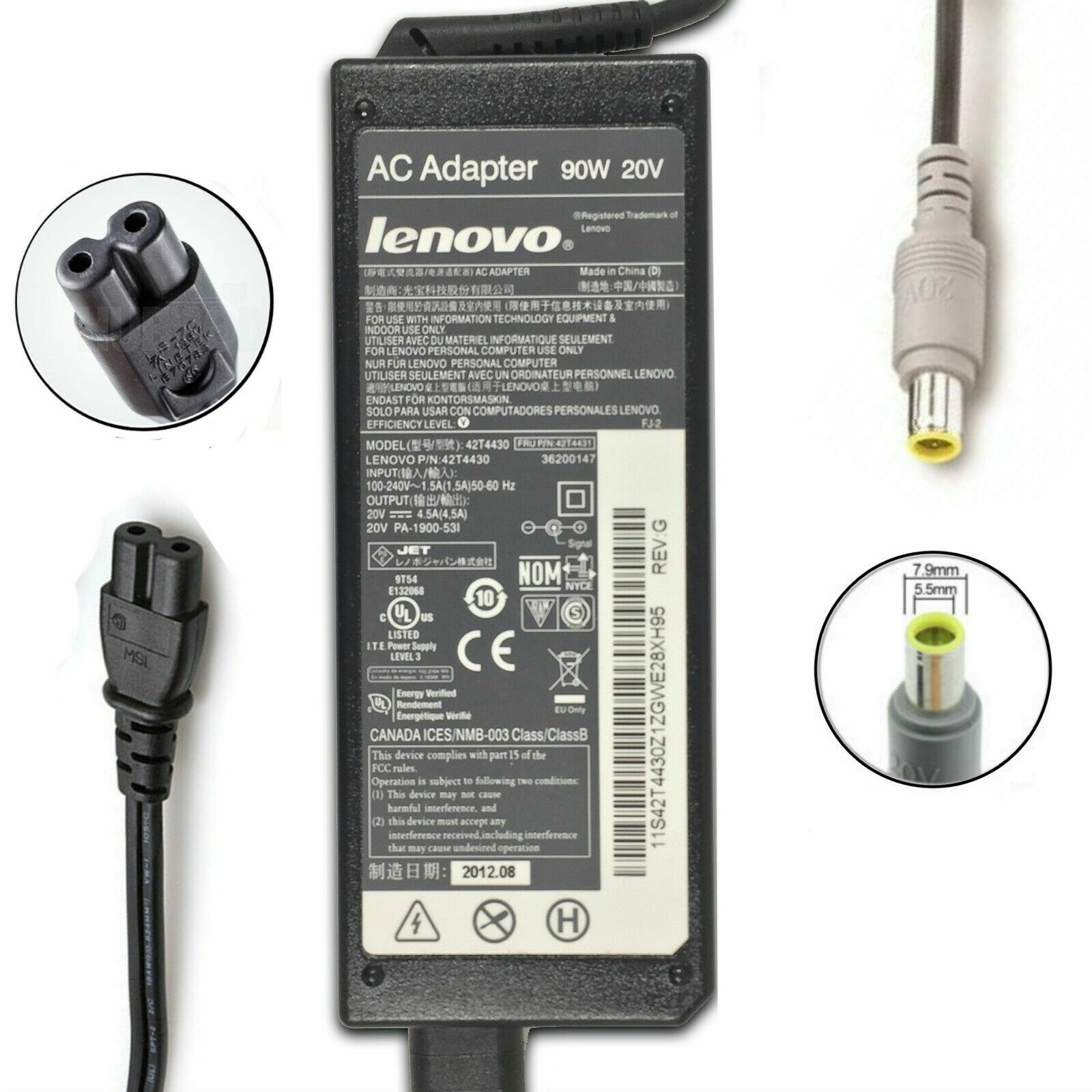 Original LENOVO ThinkPad T430 T420 T400 T410 T61 T510 90W AC Charger Adapter