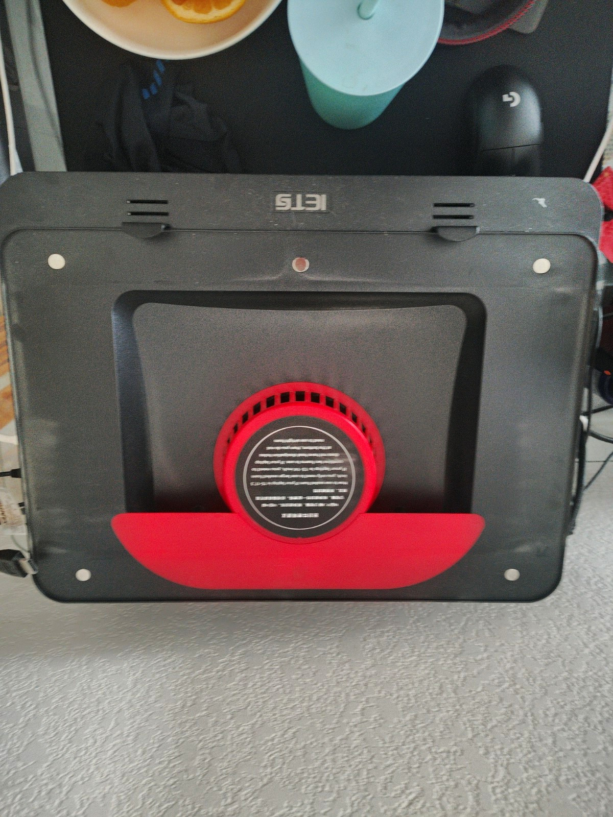 IETS GT500 Laptop Cooling Pad, 1 Fan Adjustable Stand, Black/Red, 15 in