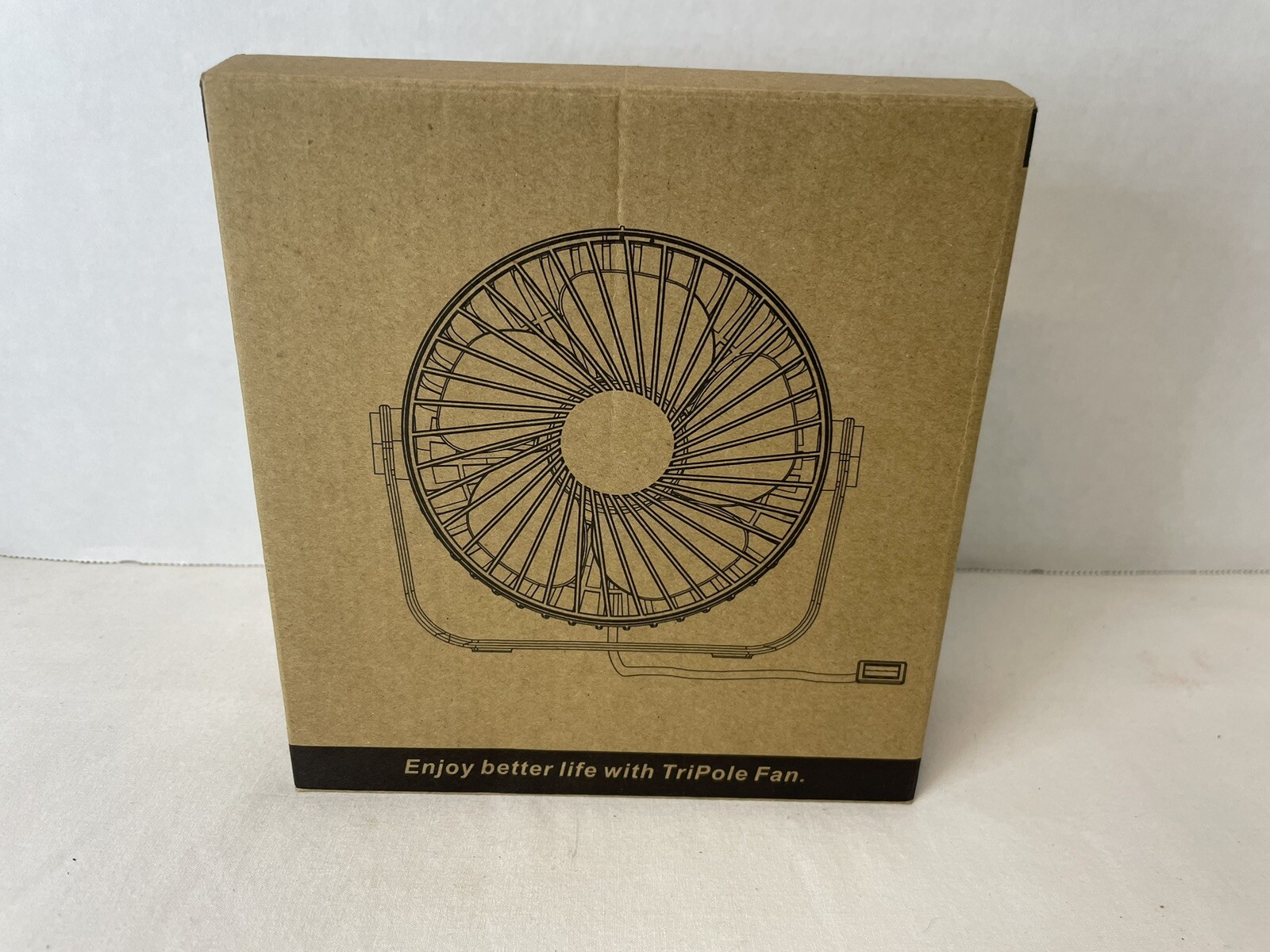 New TriPole Personal Desk Fan USB Port Power Supply 6" x 6" x 2"