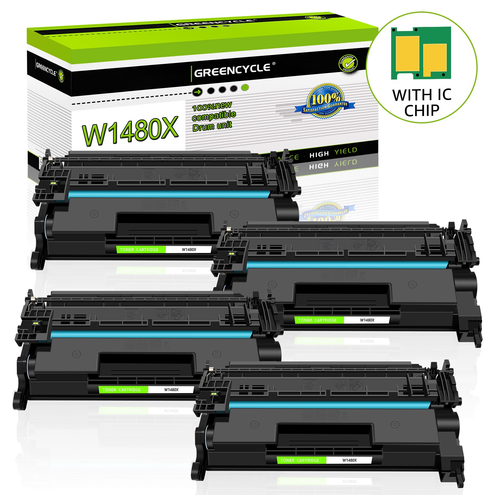 [New Chip] 4PK W1480X Toner Cartridge Fit for HP Pro 4001dn MFP 4101fdn 4101fdw