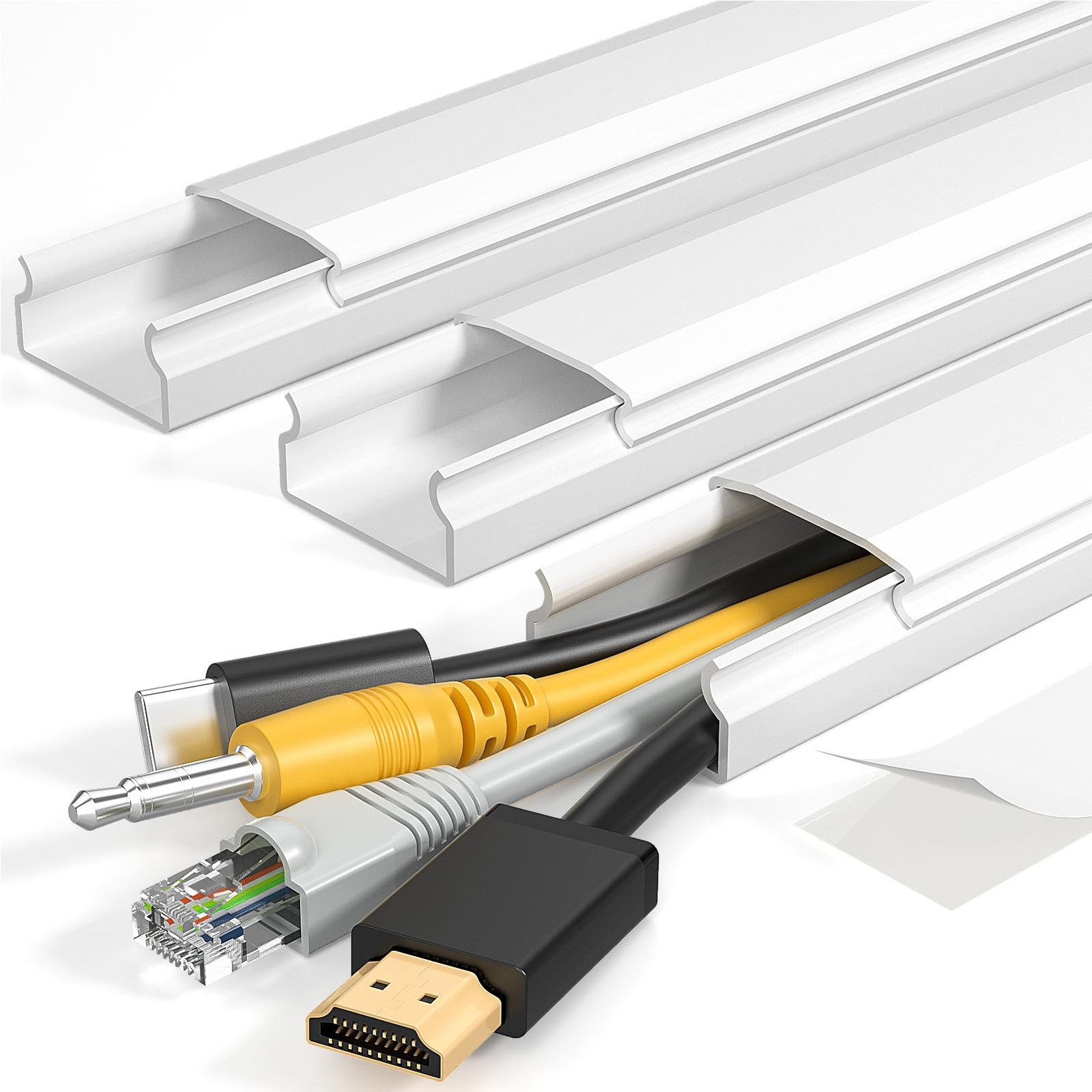 Yecaye TV Cord Hider, 42in Cover, Large Cable 42*1.18*0.6in, White 