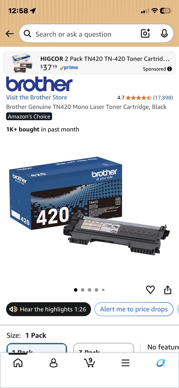 Brother TN420 Black Toner Cartridgea3