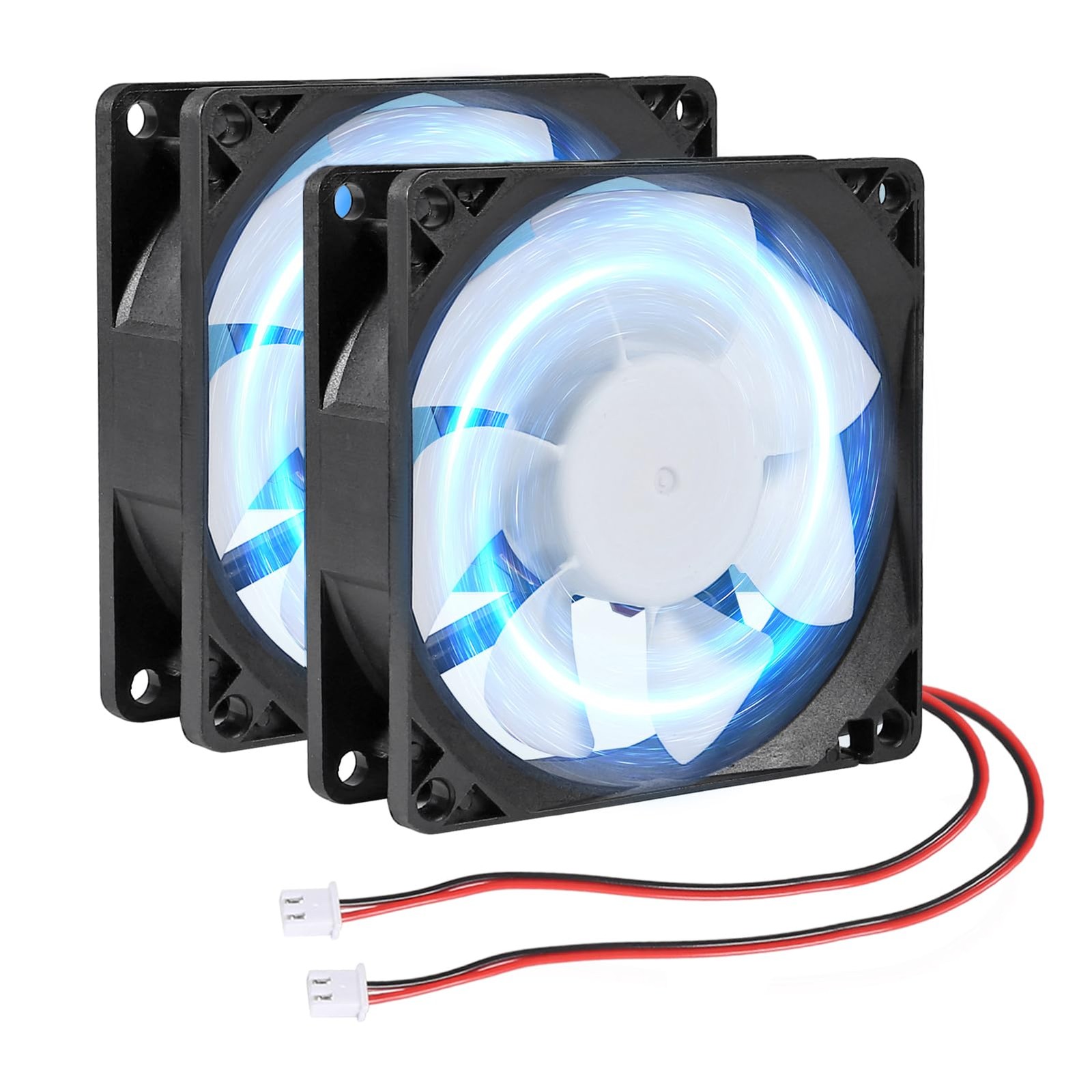 2Pcs 80mm/3.15inch for DC Fan 5V Computer Case 2pcs 2pin Blue LED