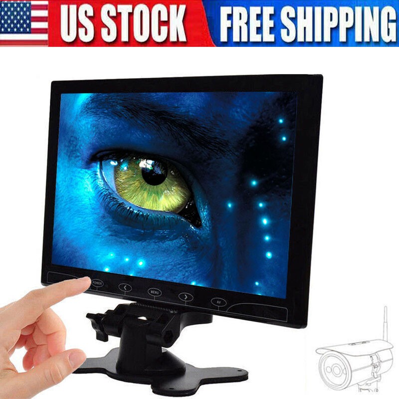US- 10.1" Monitor LCD Display Screen AV/RCA VGA HDMI for Car Security PC Laptop
