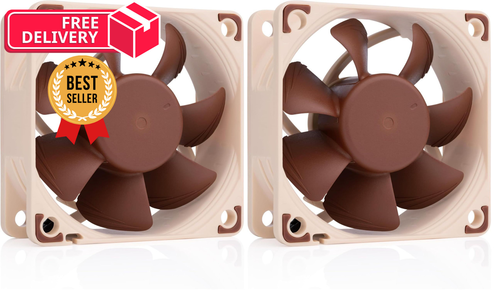 Noctua NF-A6x25 5V, Premium Quiet Fan, 3-Pin, 60x60x25mm (Pack of 2), Brown