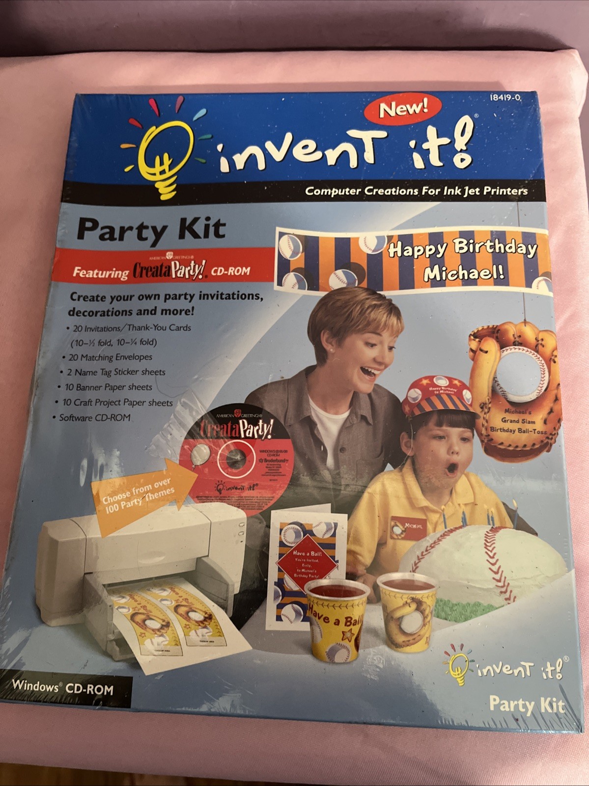 New Vintage 2000 Invent It Party Kit Featuring CreataParty CD Rom & Paper Pack