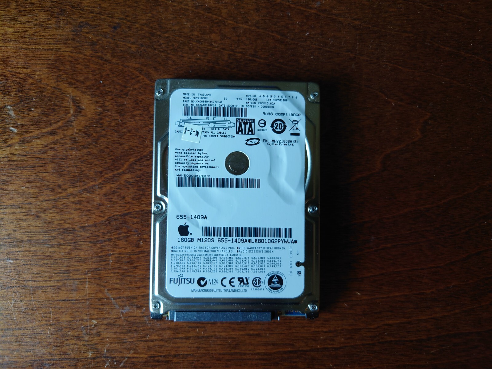Fujitsu/Apple Used 160GB Internal 5400RPM 2.5" HDD (MHY2160BH) 