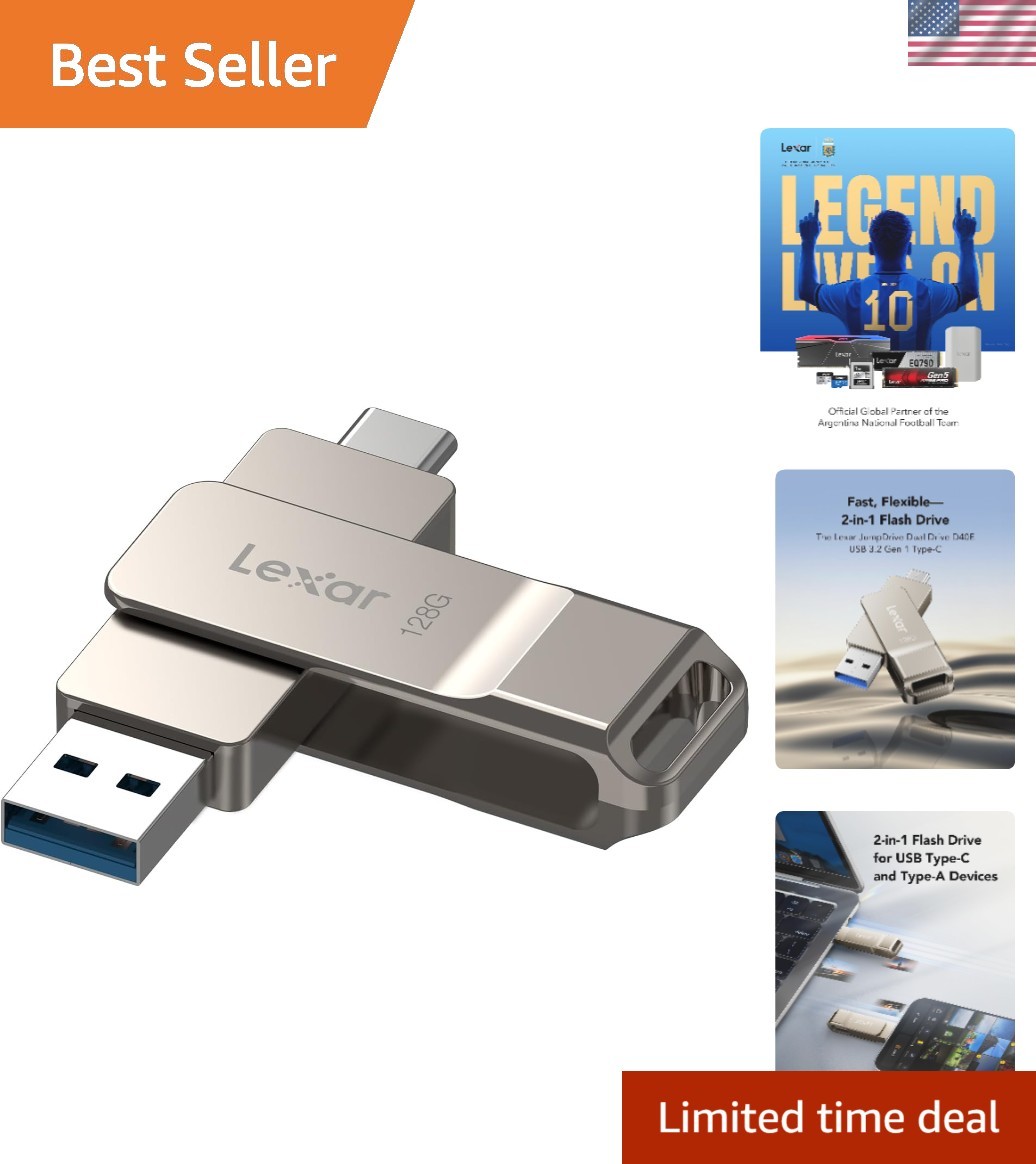D40E 128GB Dual USB 3.2 Jump Drive - Elegant Champagne Silver for All Devices