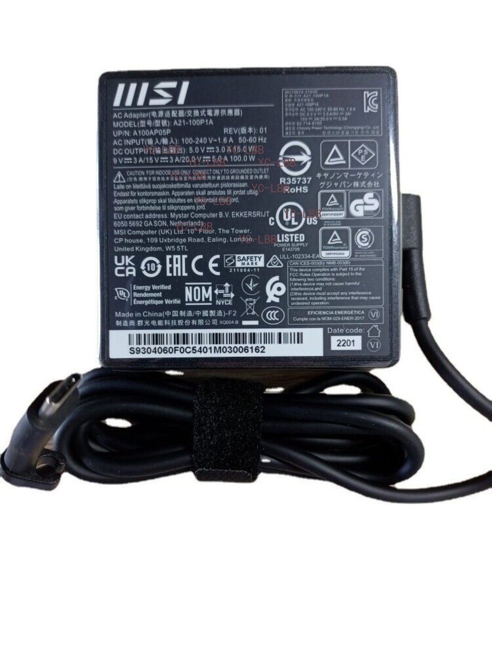 Genuine MSI 100W USB C Charger MSI Summit E16 Flip A12UDT-010NL Type C Adapter