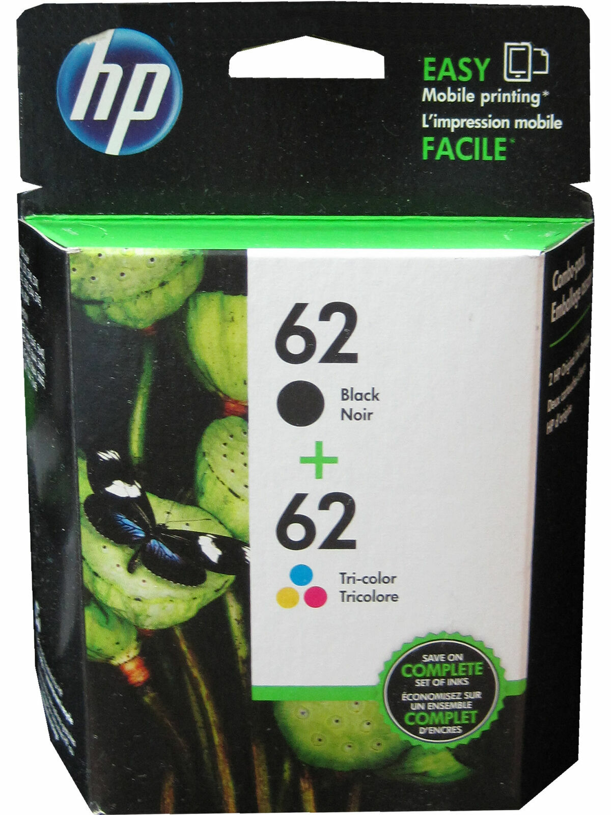 HP 62 (N9H64FN) Ink Cartridge - 2 Pack
