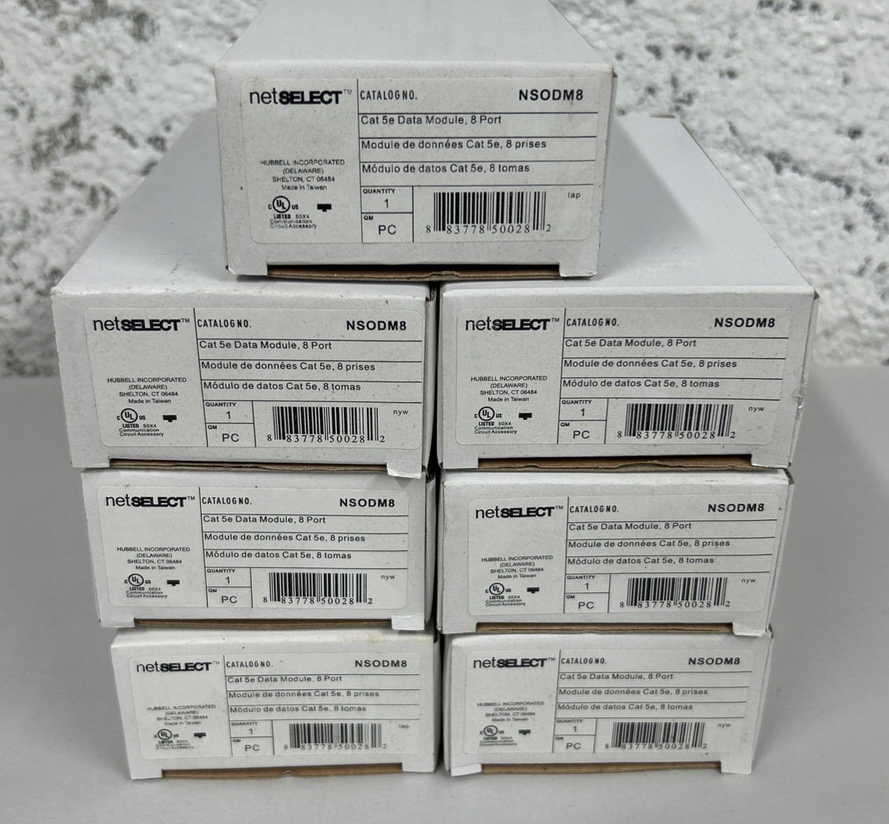 (7)- HUBBELL Wiring Systems NSODM8 netSELECT Cat 5e Data Module, 8 Port LOT OF 7