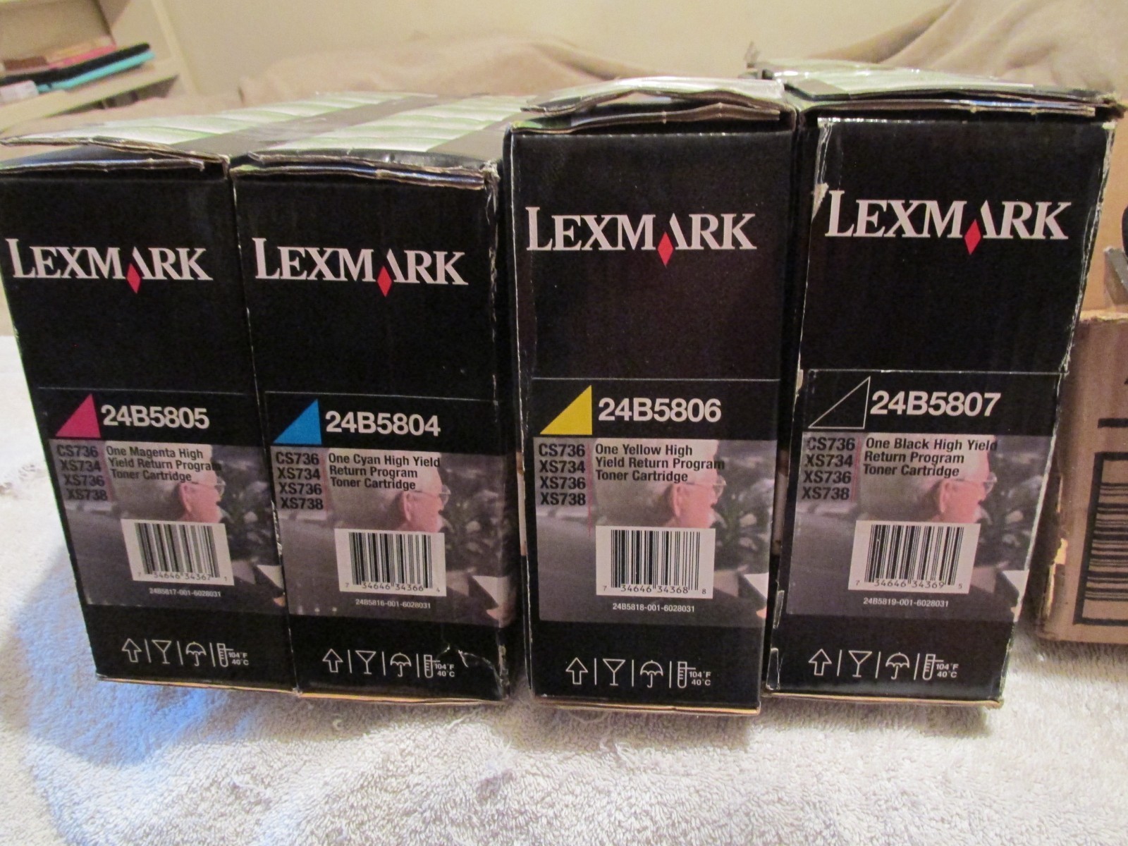 Lexmark 24B5804 C 24B5805 Y 24B5806 M 24B5807 BK Toner New Sealed Box Lot Of 4