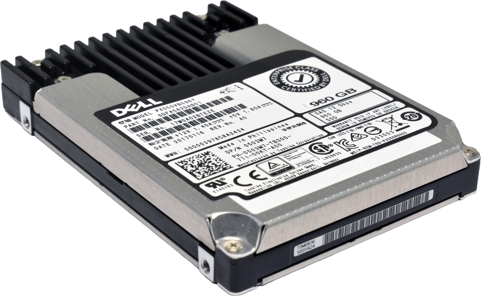 DELL Toshiba 960GB 2.5" 12G SAS SSD PX05SVB096Y 0503M7