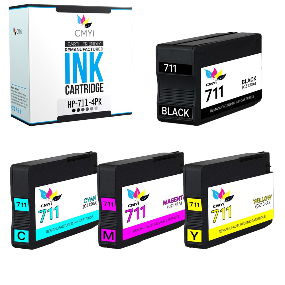 CMYi 4PK Compatible HP 711 Ink Cartridges for HP DesignJet T525 T530 T125 T130