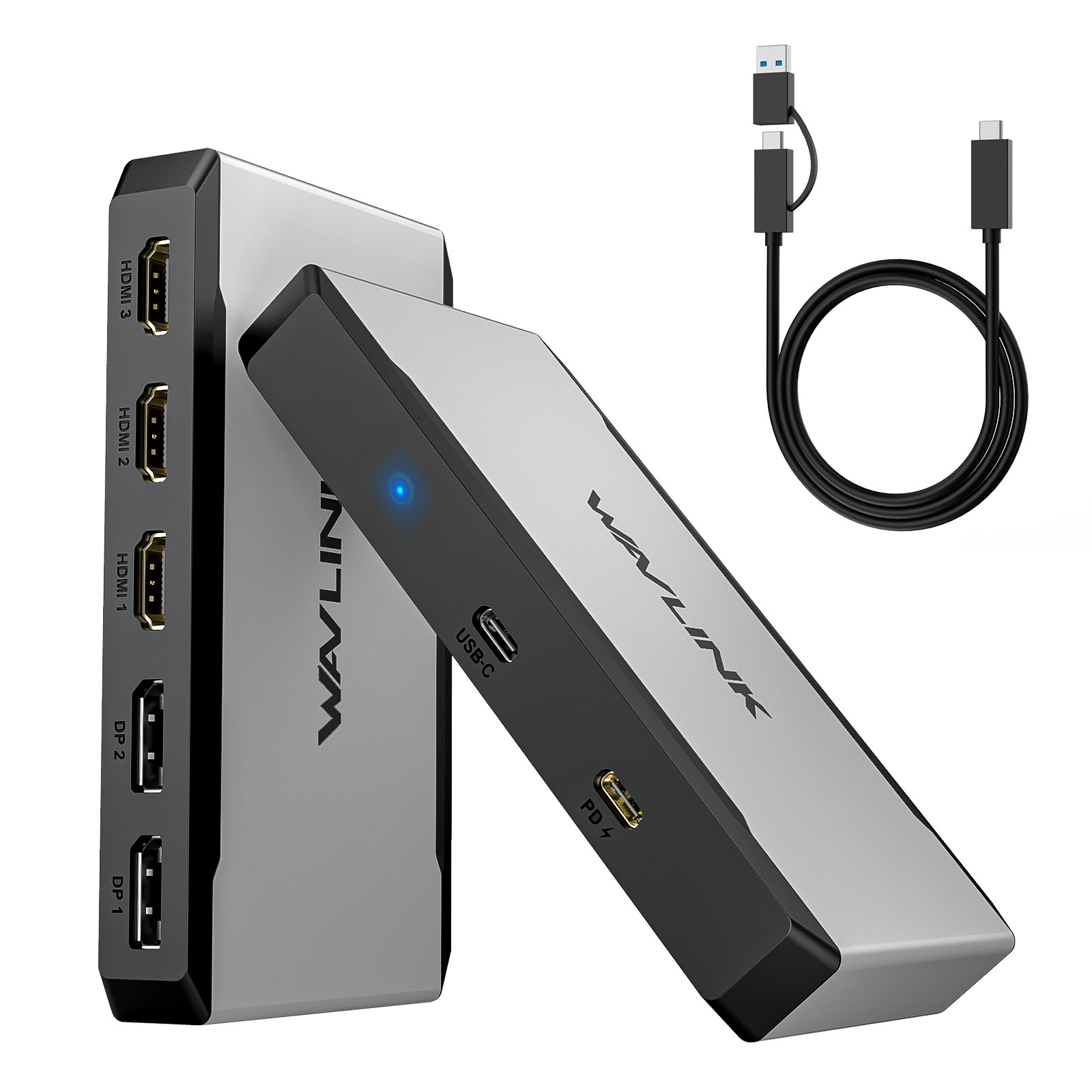 USB-C/USB-A to HDMI/DisplayPort Adapter 4K Triple Display USB-C Hub Max 100W PD
