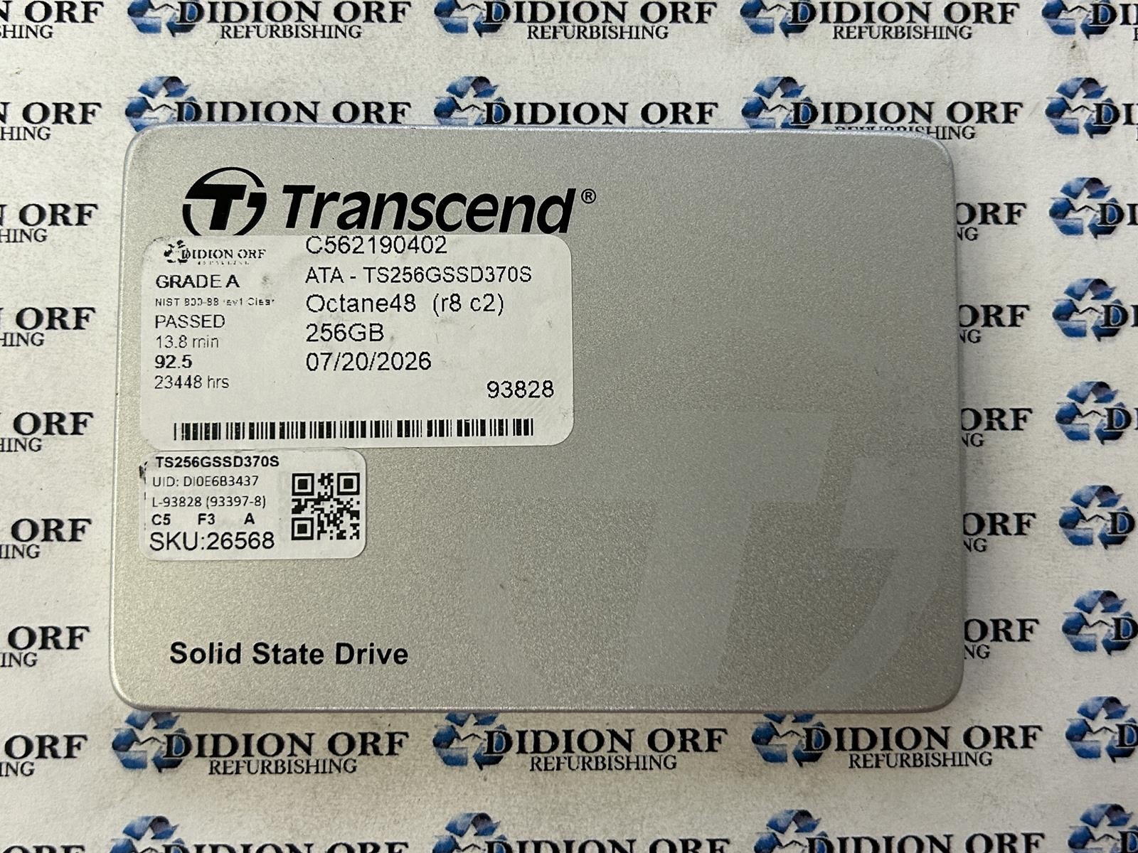 TRANSCEND 256GB 2.5" SATA SSD TS256GSSD370S, Grade A, SKU 26568
