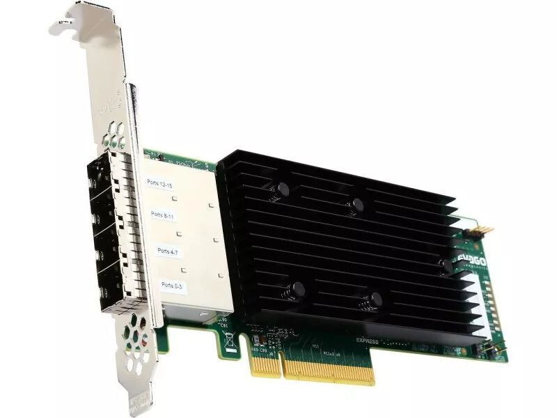 Broadcom Avago LSI 9305-16e External 16-Port 12Gb/s SAS SATA HBA Both Brackets