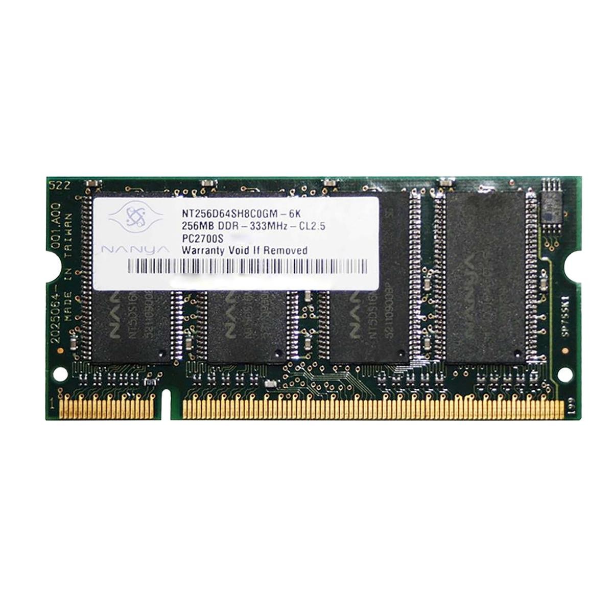Nanya Nt256d64sh8c0gm-6k Ddr1 256mb 333mhz Cl2.5 Pc2700s-25331 Ddr1 Sodimm Ram_