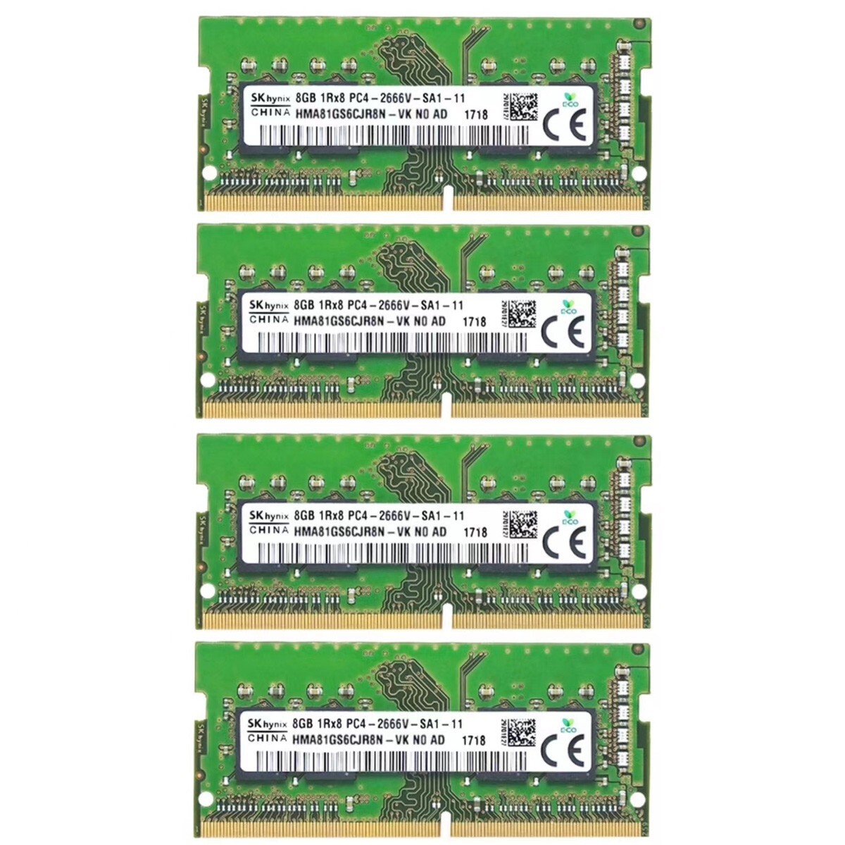 New Hynix 32GB 4X8GB DDR4 2666MHz PC4-21300 Notebook Memory Ram HMA81GS6CJR8N-VK