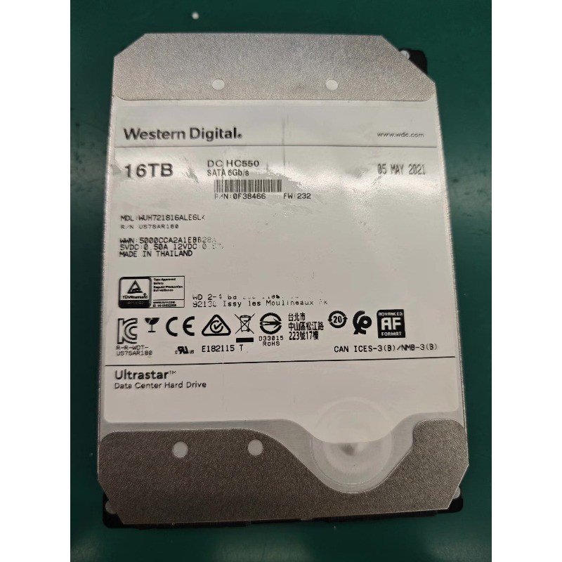 WD Ultrastar DC HC550 WUH721816ALE6L4 16TB 7.2K SATA 3.5" Enterprise HDD
