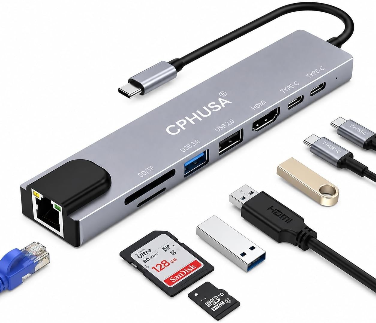 8-in-1 USB C Docking Station, Type C Hub with 4K HDMI Output, Gigabit Ethernet