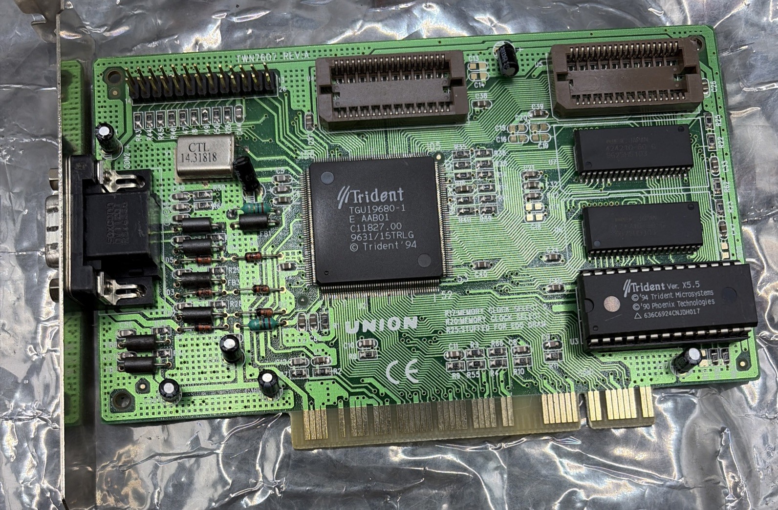 Union TWN7607 Trident TGUI9680-1 1MB PCI VGA Video Card | DOS/Win9x Vintage