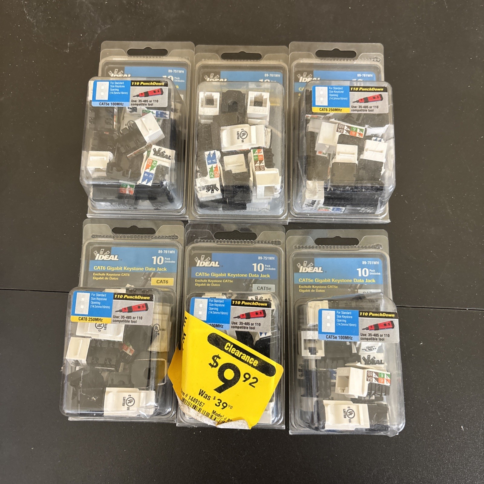 IDEAL 89-751WH CAT5e Gigabit Keystone Data Jack (10 PACK)6- Pack Lot