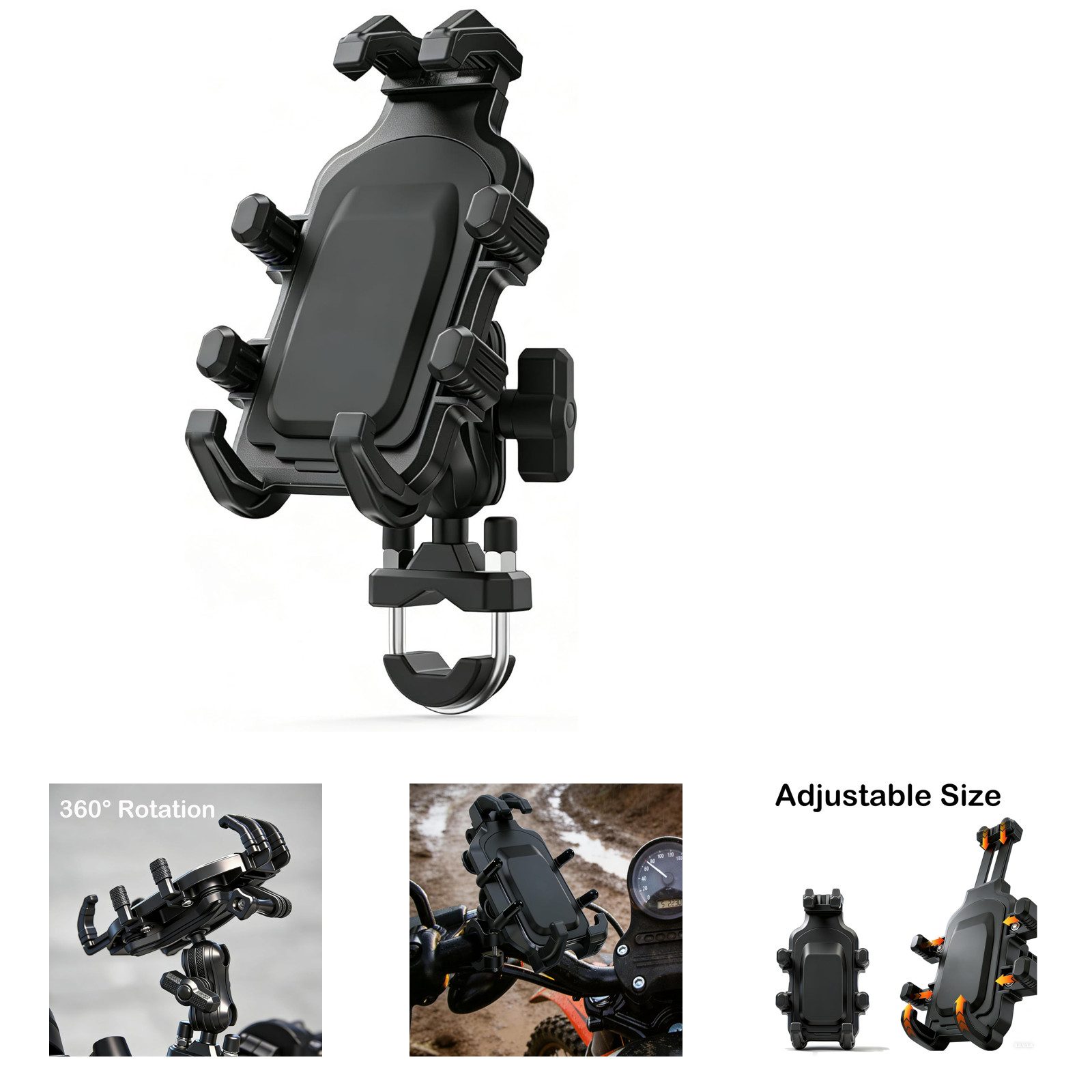 Motorcycle Phone Mount Holder with Vibration Dampener Heavy Duty Bike Handlebar