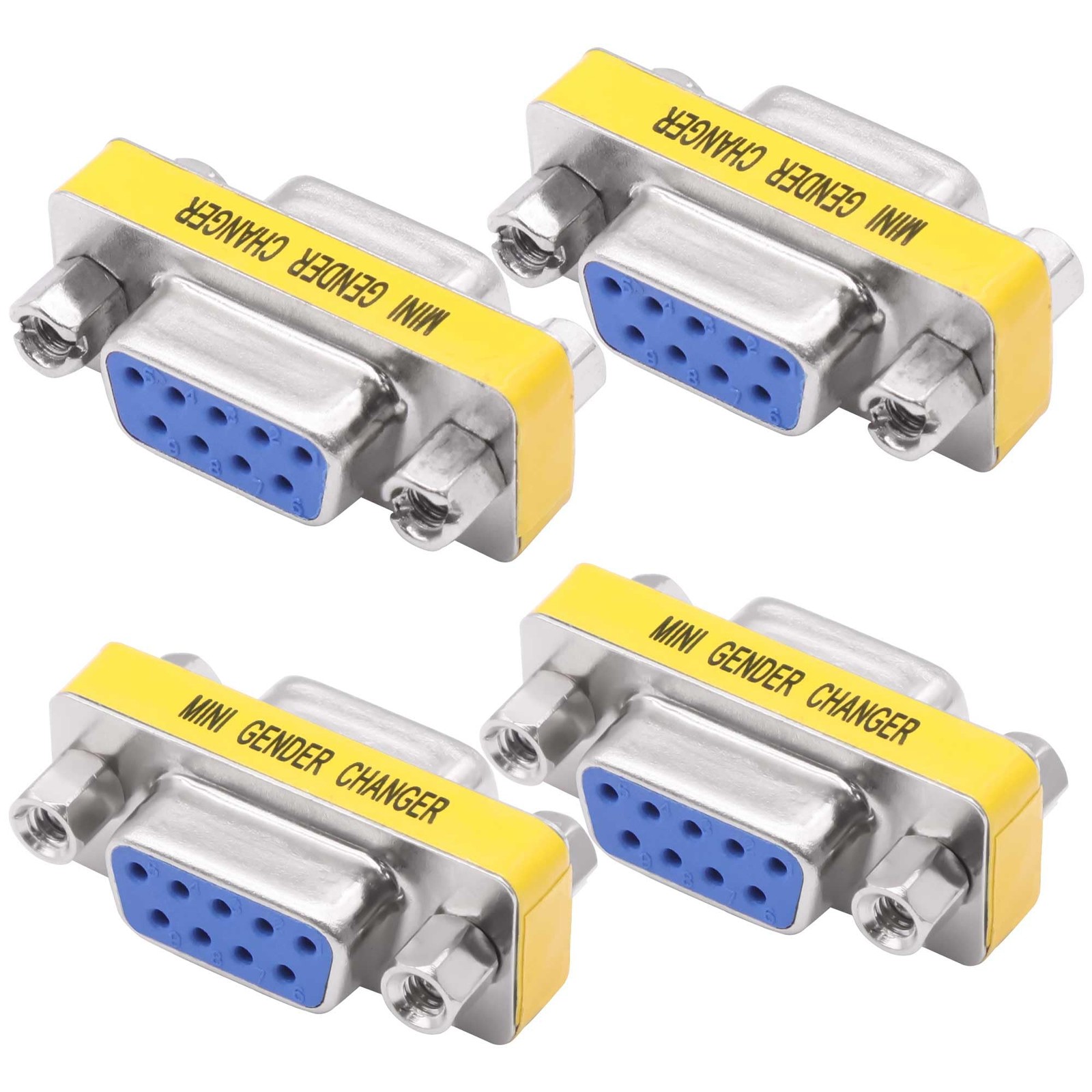4 PCS DB9 Gender Changer Female To Female Adapter Mini RS232 DSUB 9Pin