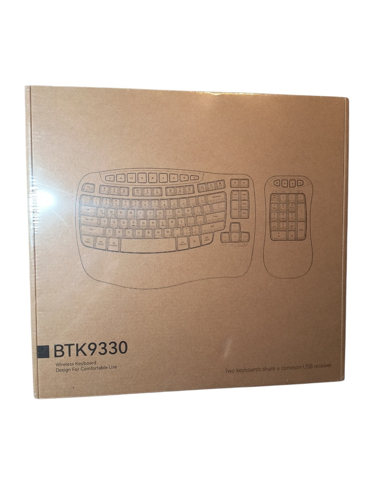Ergonomic Wireless Keyboard & Number Pad Combo BTK9330 Meetion New In Box