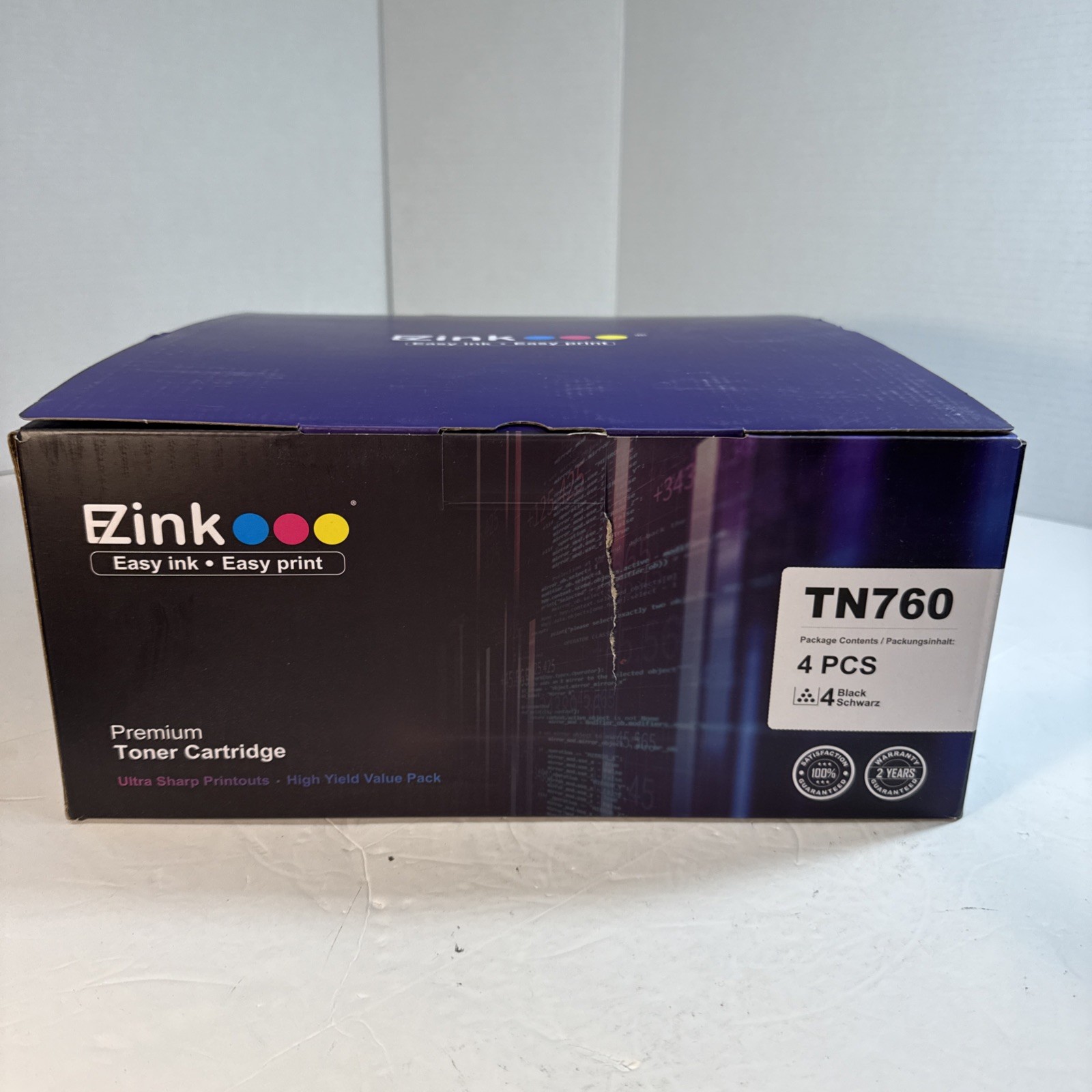 EZink (4-Pack) TN760 High Yield Black Toner Cartridge for Brother Printers