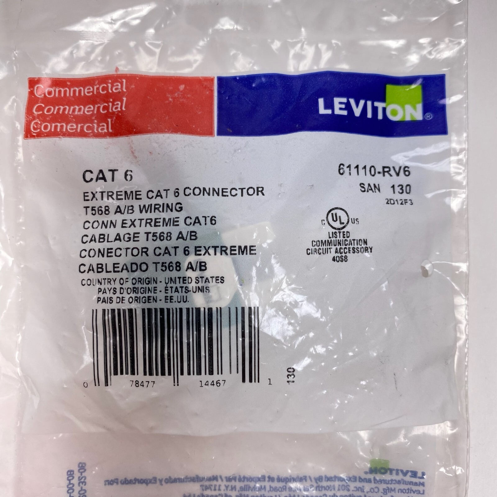 61110-RV6 Leviton eXtreme Cat 6 QuickPort Jack, Green