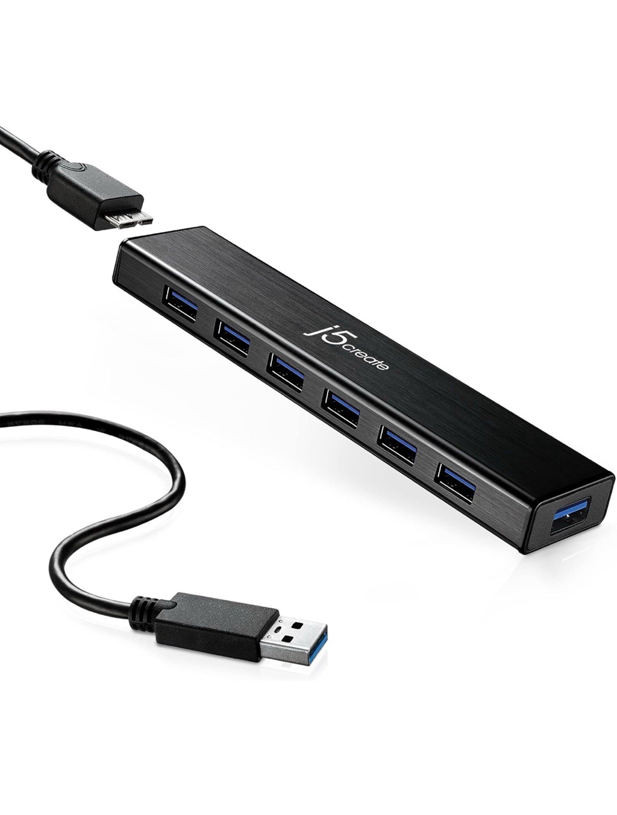 j5create 7-Port Powered USB 3.0 Data Hub with 3.3 ft Cable