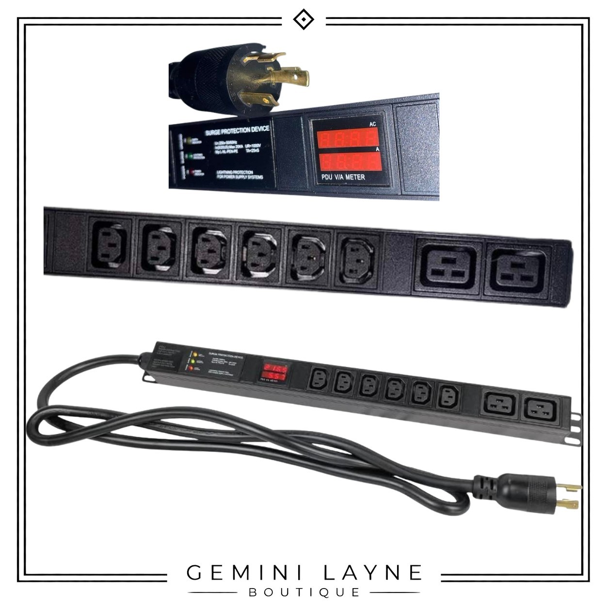 240V 30A 7200W Metered PDU L6-30P 6 C13 + 2 C19 Outlets Rack Mount L6-30P Server