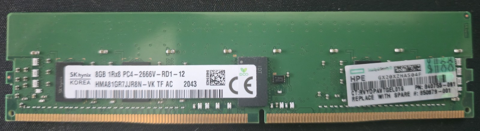 840755-091 HPE 8GB (1x8GB) 1RX8 PC4-2666V MEMORY 815097-B21 850879-001