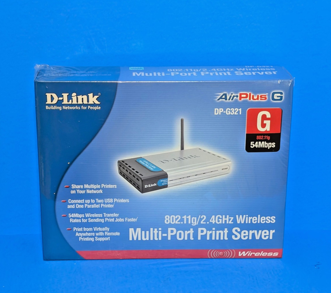 NEW D-Link DP-G321 Multi-Port Print Server Wireless Air Plus G 802.11g 54Mbps
