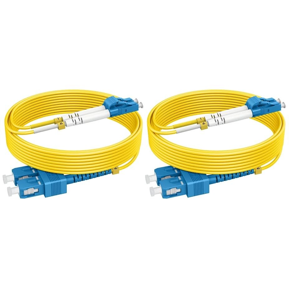 2 PCS OS2 SC To LC Single Mode Fiber Patch Cable 30FT/10M 10G SMF Duplex