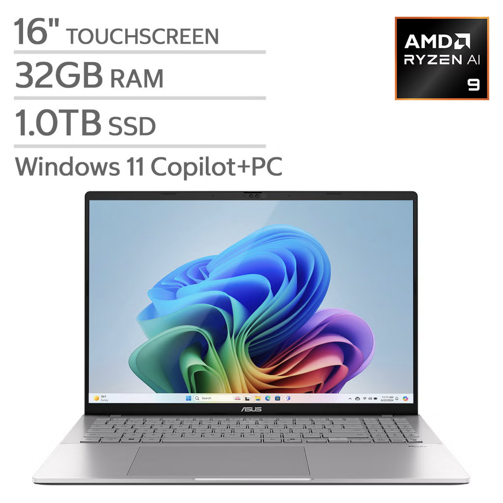 ASUS Vivobook S16: Ryzen AI 9 465, 32GB RAM, 1TB SSD, 16" 2K 120Hz Touchscreen