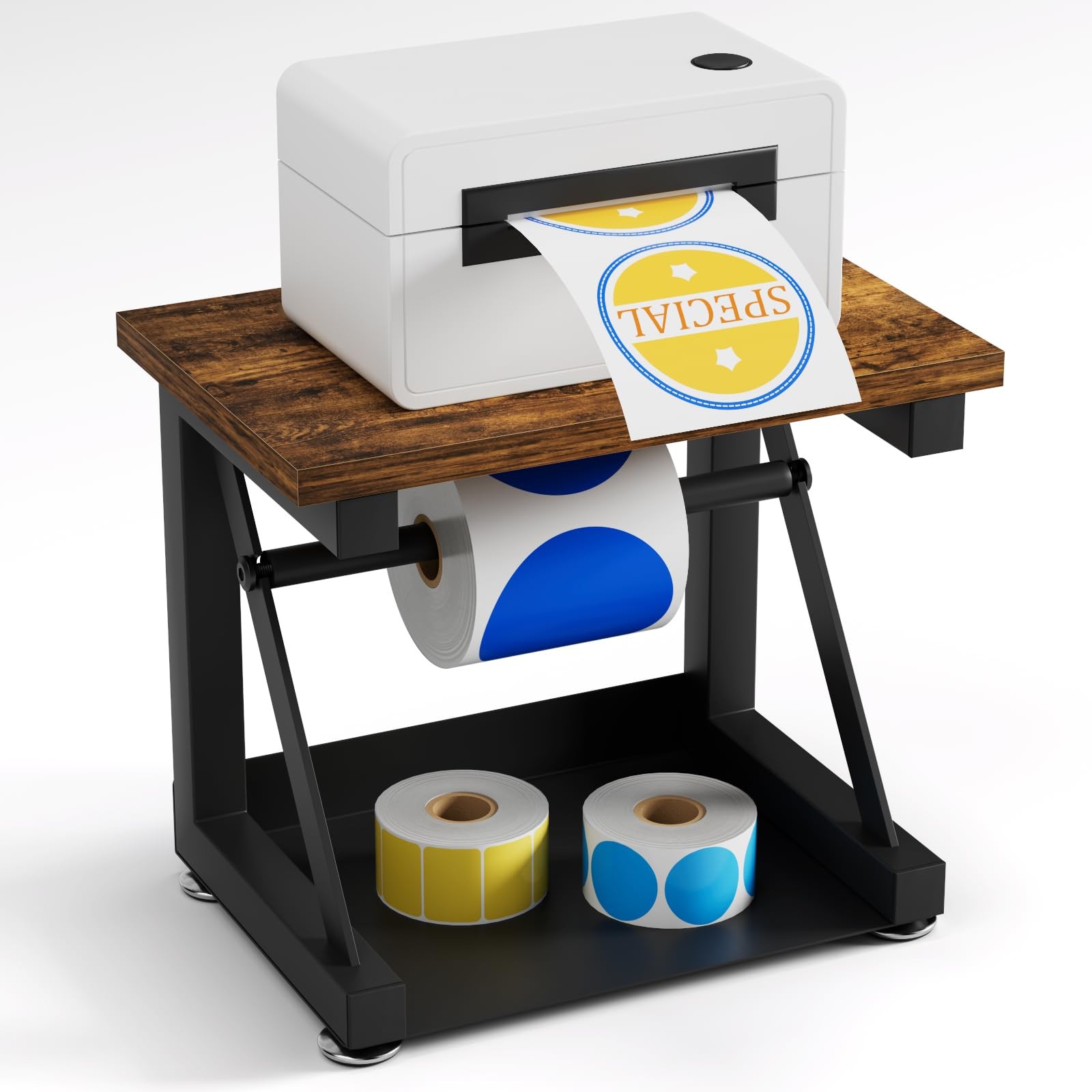 Label Holder for Rolls and Fan-fold Labels, Heavy Duty Metal Thermal Label Ho...